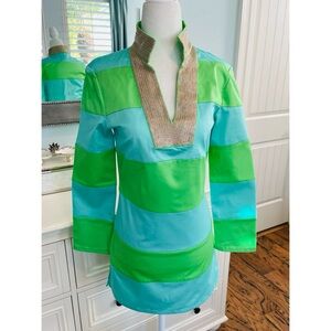 Sail to Sable STS Turquoise & Green Tunic Top, Size XXS